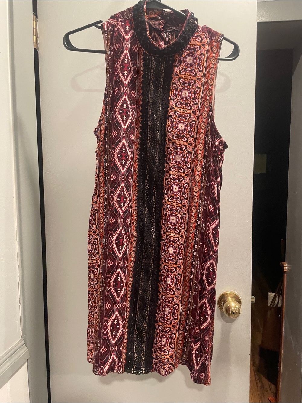 Trixxi Burgundy and Black Printed Sleeveless Mini Dress size  M